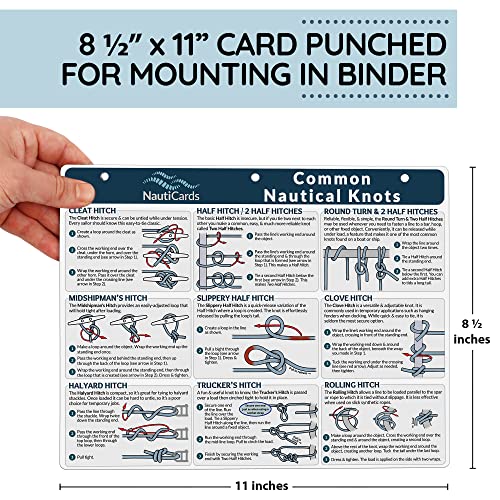 Nautical Knots Quick Reference Chart - Guide to 21 Sailing and Boating Knots on 8.5" x 11" Waterproof Card - from Boating Must Haves Collection