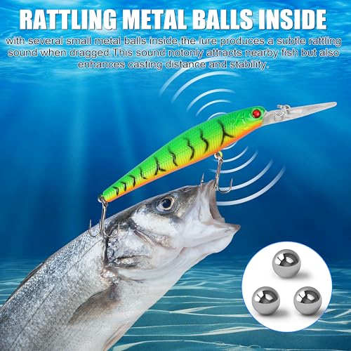 Minnow Fishing Lures Hard Baits Kit,10pcs Deep Diving Crankbaits Swimbaits Life-Like Walleye Lure for Bass Trout Pike Freshwater Saltwater Lures Kit