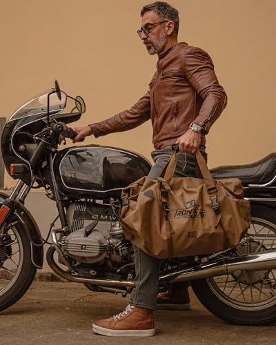 IRON JIA'S Motorcycle Dry Bag - Waterproof Duffle & Luggage Tail Bag Saddle Bags with Roll Top Closure, Shoulder Straps, Inner Pocket and Mesh Pocket (Black, 50L) - color: Black, size: 50L