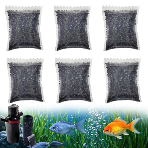 xcivi 6PCS Activated Carbon Filter Media for Marineland Canister Filter | Strong impurity adsorption, absorbs fish waste & leftover feed, monthly replacement, spare storage, cost-saving bulk set