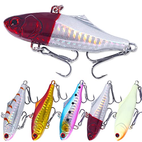 Lipless Crankbait, Rattle Trap Fishing Lures for Freshwater Saltwater, Lipless Crankbaits for Bass Fishing Lure Set for Bass Trout Walleye Redfish Pike, 5pcs with Box - color: C:2.95in/0.8oz/5pcs