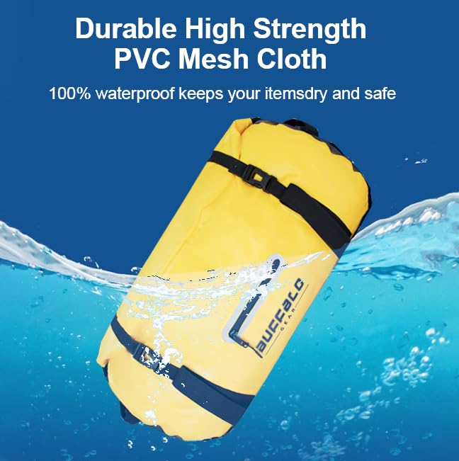 Buffalo Gear Waterproof Duffle Bag 40L 60L 80L Roll-top Dry Bag Heavy Duty Waterproof Duffel Travel Bag for Kayaking Rafting Boating Fishing Camping - color: Yellow, size: 80L