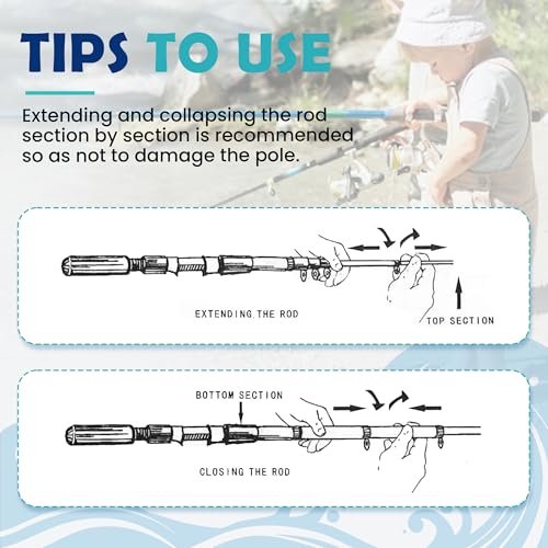 Kids Fishing Pole, Portable Telescopic Kids Fishing Poles for Boys Girls Youth, Fishing Rod and Reel Combo - color: Turquoise+Mint Blue