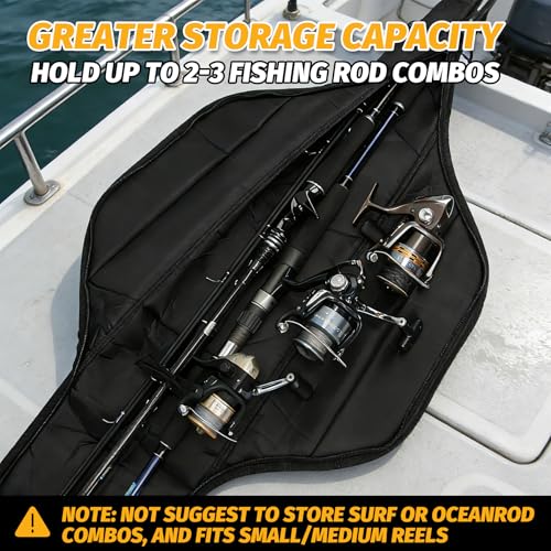 Booms Fishing PB4 4.4ft~5ft Fishing Rod and Reel Case, Portable Folded Fishing Pole Case, 0.6ft/8" Extended Design Fishing Spinning Rod Bag, Store Up to 2~3 Fishing Rods and Reels, 52"~60" - color: PB4: For Fishing Rods and Reels, size: Length: 4.4ft~5ft