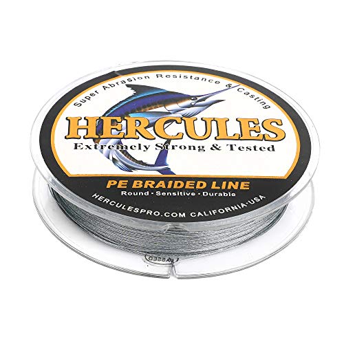 HERCULES Cost-Effective Super Cast 8 Strands Braided Fishing Line 10LB to 300LB Test for Salt-Water,109/328/547/1094 Yards(100M/300M/500M/1000M),Diam.#0.12MM-1.2MM,Hi-Grade Performance,Variety Colors - color: Gray, size: 10LB-0.12MM-1094YDS(1000M)-8 STRAN