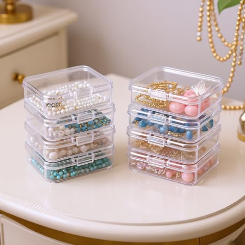Mini Clear Plastic Storage Containers, 2.56x1.77x0.79 inch | 100 Pack, Rectangular, Hinged Lid, For Beads and Small Craft Items - size: 2.56 x 1.77 x 0.79 inch