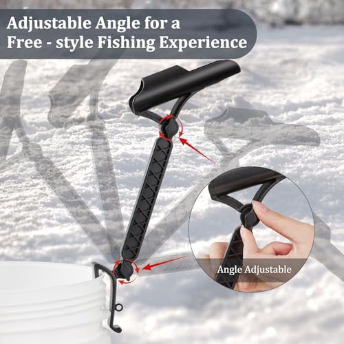Huntury Adjustable Bucket Rod Holder for Ice Fishing, Clip On Mount, Foldable, Adjustable Angle, Ice Fishing Accessories, Ice Fishing Gear - style: Dual - Adjustment