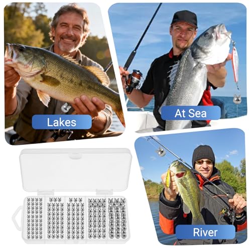 250/180Pcs Split Shot Fishing Weights Sinkers, Round Open Mouth Design Fishing Weight Clip on Sinker Weight Freshwater Saltwater Fishing Accessories Gift for Fishing Lovers - color: 180pcs-0.018oz/0.03oz/0.04oz/0.05oz/0.07oz