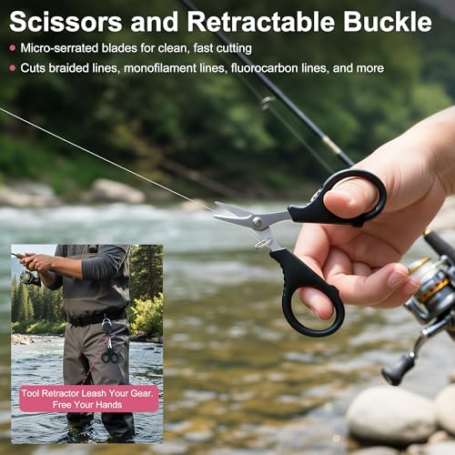 Fishing Gear Set for Women, 6PCS Fishing Accessories Tool Kit with Fish Lip Gripper & Pliers, Ice Pink Fishing Gear for Freshwater Saltwater, Gift for Fishermen,Gripper Fishing Gifts for Men