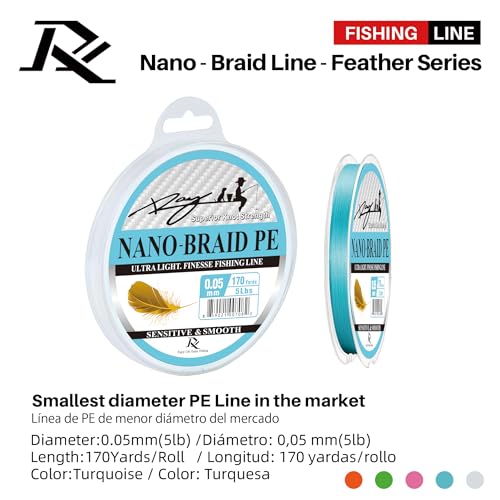 Ultra Slim Braided PE Fishing Line, Strong Knot Strength, Deign for Ultra Light Freshwater Fishing, Come with 3lb Test or 5lb Test, 170Yds Each Spool - color: Turquoise, size: 0.05mm-5Lbs