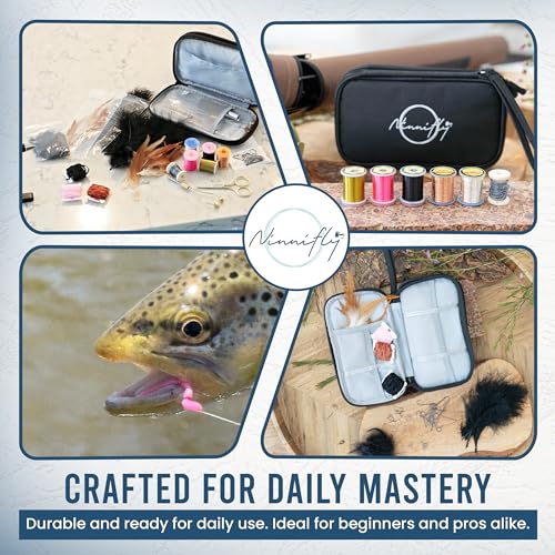 Fly Tying Kit for Beginners - Fly Tying Materials Kit w/Over 100 Tool Pieces/with Travel Case - All-in-ONE Beginner Starter Kit with Instructions