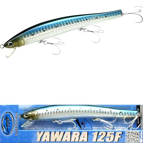 Lucky Craft FlashMinnow 125 YAWARA Saltwater Fishing Lure, Jerkbait for Halibut and Sea Bass, Long Casting Fishing Gear, Slow Sinking 5in 0.7oz, Tackle Box and Fish Accessories - color: 7702 Zebra Sardine, size: 125F, style: No Scales