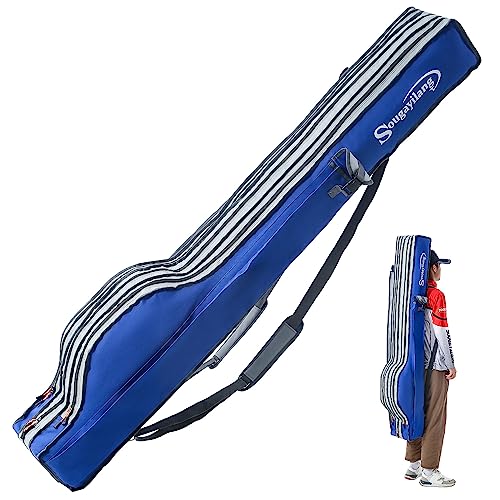 Sougayilang Fishing Rod Bag - 3 Layer Organizer, Pole Case, Storage Bag, Rod and Reel Carrier for Travel - 160cm/63in - color: Length: 160cm/63in