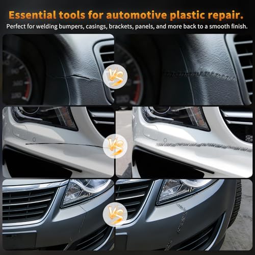 Plastic Welder Kit, 1200PCS Staples, Hot Stapler for Bumper Repair | Instant On/Off, 1200PCS Mixed Staples, Rust-Proof Steel, Built-in LED, Portable Toolbox, Essential for DIYers - color: Black