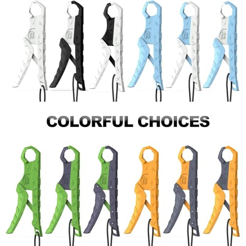 SNAIL TRAIL 7.5''/9'' Floating Fish Gripper, Fishing Grabber, Catfish Mouth Pliers, Caught Bass Holder, Digital Scale Hook Clamp, Saltwater Lip Grip Tool with Lanyard, Gifts for Men, Green-Gray - color: Green-gray, size: 9"