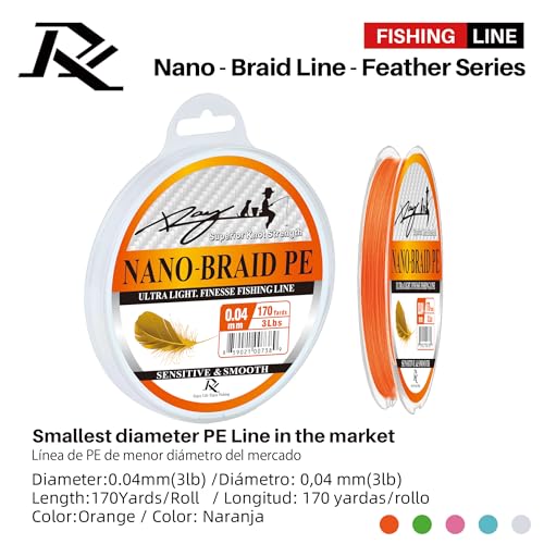 Ultra Slim Braided PE Fishing Line, Strong Knot Strength, Deign for Ultra Light Freshwater Fishing, Come with 3lb Test or 5lb Test, 170Yds Each Spool - color: Orange, size: 0.04mm-3Lbs