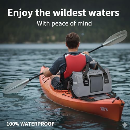 Earth Pak Waterproof Duffel Bag - Heavy Duty Motorcycle Dry Bag with Large Storage Space Perfect for Traveling, Camping, Kayaking, Fishing & Canoeing Bag 50L/70L/90L/120L Sizes - color: Gray, size: 50L