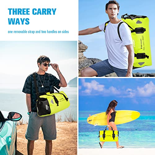 WILD HEART Waterproof Motorcycle Duffel Bag PVC500D Double-bottom With Rope Straps and Inner Pocket 40L 66L 100L for Kayaking, Camping, Boating,Motorcycle - color: 66L Autumn Leaves, size: 66L