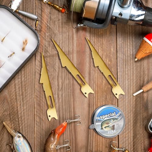 Deekin 3 Pcs Fishing Line Knot Quick Tie Fishing Knot Tying Tool Fly Nail Knot Tool Fly Angler Accessories Fly Tying Equipment for Hooks Lures Lines Men - color: Gold
