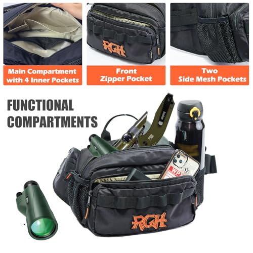Rough Enough Tactical Fanny Pack for Men Crossbody Fashion Waist Packs with Molle System Stormproof Cordura Hiking Travel Fishing Chest Bag Black