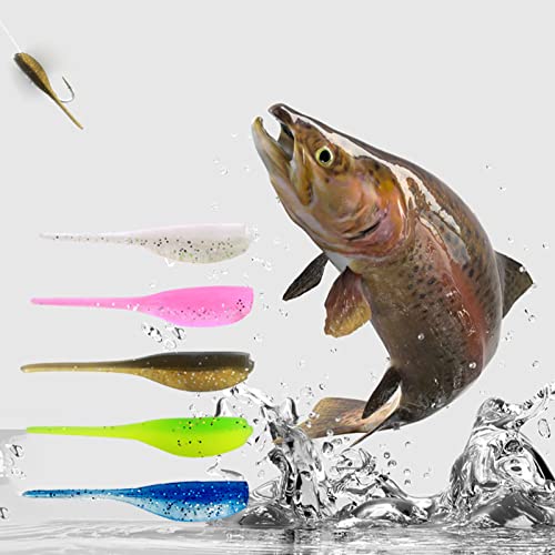 75pcs Crappie Lures Kit - Soft Plastic Coloured Crappie & Panfish Shad Baits - style: A-75pcs