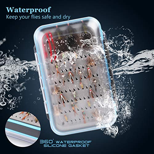 Maxcatch Waterproof Double-Sided Fly Box - Lightweight & Durable Fly Fishing Box with Clear Lid & Easy Grip Foam for Dry & Wet Flies Storage - color: Easy Grip Foam, size: Large-5.9''x 3.8''x 1.77''