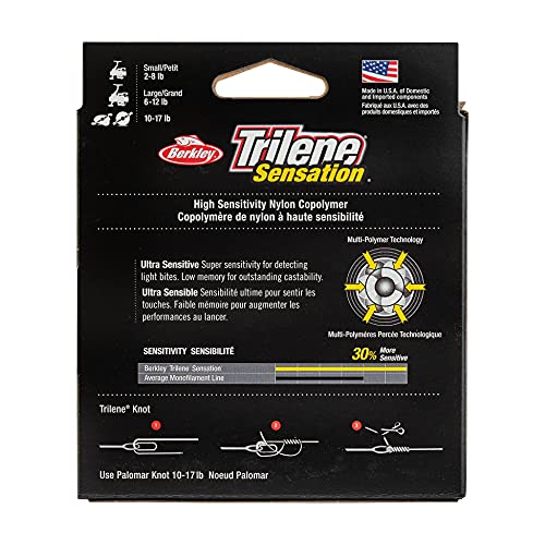 Berkley Trilene® Sensation, Clear, 2lb | 0.9kg Monofilament Fishing Line, Suitable for Freshwater Environments, 330yd | 301m, Clear Clair
