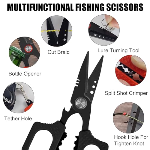 Eupheng Fly Fishing Tools Kit, 4.7" Pro Fishing Scissors, Fly Fishing Tying Knot Tool, Fly Fishing Tippet Spool Holder, Zinger Retractor and Dry Fly Patch - color: Utility Set