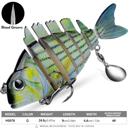 Crankbait Fishing Lure Pike Muskie Lures Lifelike Multi Jointed Swimbait Segement Hard Minnow Bait Treble Hook - color: HS078GHI-3pcs/set