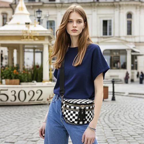 KKXIU Crossbody Sling Bag for Women Trendy Fanny Pack Vegan Leather Chest Bag | Trendy - color: 2-black