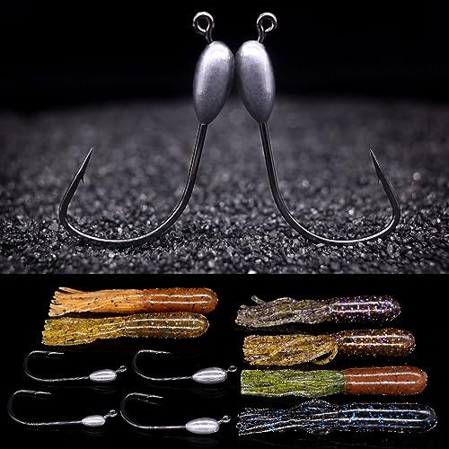 XFISHMAN-Tube-Jig-Heads-for-Bass-Fishing-Tube-Bait-Hooks 1/16oz 1/8oz 3/16oz 1/4oz (12-Pack) - color: 4/0 Hooks, size: 1/4oz(12-Pack)