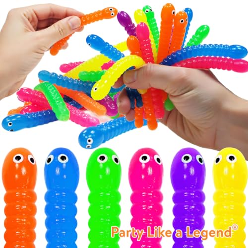 36 PCS Colorful Stretchy Strings Sensory Fidget Worm Toys Party Favors Pack for Kids & Adults Perfect Stocking Stuffers for Boys & Girls