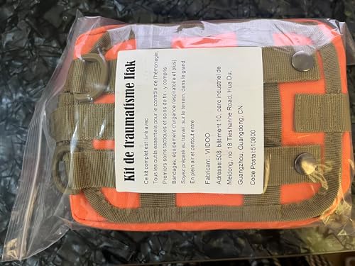74 Piece Camping First Aid Kit Ifak Trauma Kit, Molle Tactical First Aid Kit Refill Supplies for Survival Camping Hiking Travel (Orange) - color: Orange