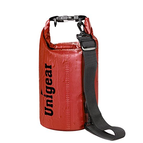 Unigear Dry Bag Waterproof, 2L/5L/10L/20L/30L/40L Floating and Lightweight Bags for Kayaking, Boating, Fishing, Swimming and Camping with Waterproof Phone Case - color: Red, size: 10L