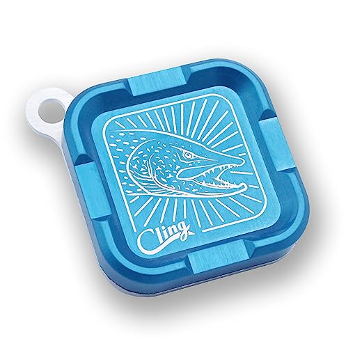 Cling Fishing Products Mag Grab® Mini – Compact Magnetic Fly Holder/Fly Patch & Organizer for Fly Fishing Vest, hat, Waders and Fishing Packs (Toothy Trouble, Blue) - color: Blue, style: Toothy Trouble