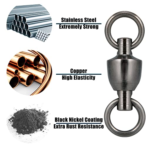 Dr.Fish Ball Bearing Fishing Swivels, Swivels Fishing Tackle Saltwater, Freshwater Stainless Heavy Duty Lure Leader Line Connector #1#2#3 - size: Mix of #1, #2, #3