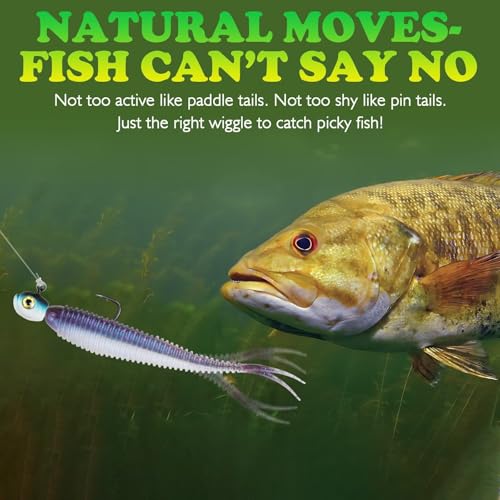 LUCKYFISHING Soft Plastic Baits 20PCS/30PCS/40PCS Forked Tail Fishing Soft Bait for Bass Walleye Trout Crappie Lures 3in/3.5in/4in - color: Purple Pearl, size: 3.5in-30pcs
