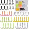Soft Plastic Fishing Lure Jig Head Hook Kit,Grub Worm Lures Crappie Jigs Head Grub Tail Swimbait Tube Bait Jigs for Saltwater Freshwater, Trout Crappie Fishing - color: 48PCS Sets