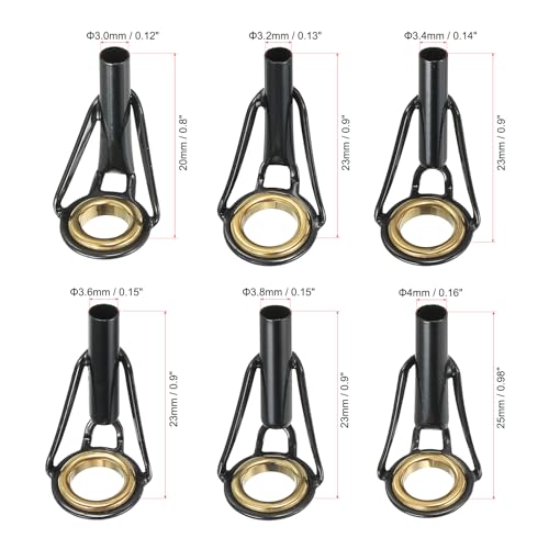 PATIKIL Fishing Rod Tip Repair Kit Stainless Steel Pole Ring Guide Replacement for Saltwater Freshwater Fishing - color: Golden, size: 3.0-4.0mm