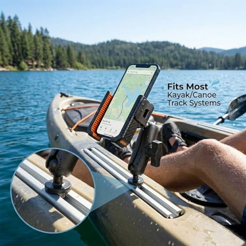 xik Kayak Phone Holder Mount with T-Bolt Track Ball, Boat Track Phone Mount Holder, [1s Lock & Release][360° Adjustable], Fits 4.7"-7.2" Smartphones - style: Medium (3.54" arm)