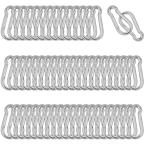60PCS M4 Heavy Duty Carabiner Clip, 1.57Inch Snap Hook Quick Link Small Carabiner Clips,Spring Link Buckle for Fishing Camping Hammock Dog Leashes-110LBS Holding Capacity (Silver) - color: Silver, size: 60PCS-M4
