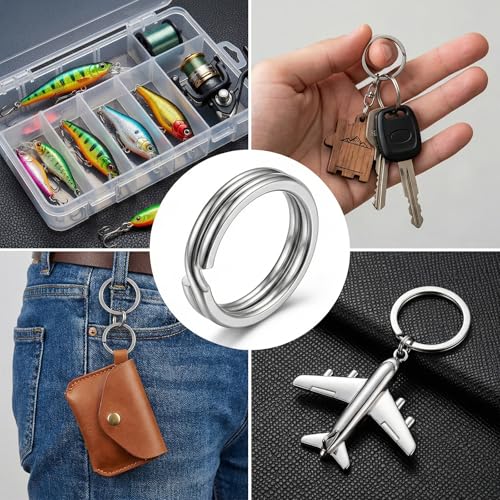 200 Pcs Fishing Stainless Steel Split Rings, 5 Sizes with Split Ring Pliers, Heavy Stainless Steel Splits Ring for Fishing and Lure Making, Saltwater Ready
