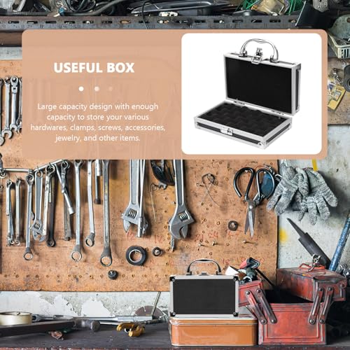 DOITOOL Aluminum Alloy Toolbox Portable Tool Storage Box Organizer with Large Capacity and Reinforced Handle for Tools and Accessories 7 X 7 X 7 Inches