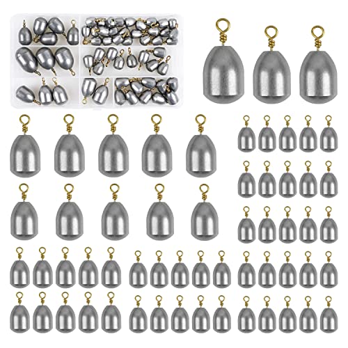 Iron Fishing Weights Sinkers, 20/58pcs Lead Free Steel Fishing Weights Bass Casting Sinkers for Saltwater Freshwater Bass Trout Catfish - style: 58pcs