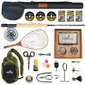 Ventures Fly Co. | Starter Packages | 23 Fly Fishing Accessories Complete Gear Combo | Perfect Beginner Kit | Includes Rod, Reel, Line, Flies, Leader, Tippet, Forceps, Nipper, Floatant & Net