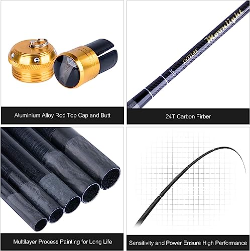 Goture//Telescopic Tenkara Fishing Rod Kit//Ultralight Travel Fishing Rod,Portable Collapsible Bass Crappie Rod, Carbon Fiber Inshore Stream Trout Pole 10 12 15 18 21 24 Free Tip Set(Top 3 Segment) - color: 2 Piece Moonlight Series (Not Include Extra Tips