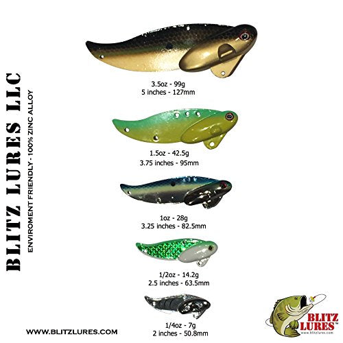 (2 Pack) - Blitz Lures Fishing Lures Metal VIB Hard Spinner Blade Baits for Bass Walleyes Trout Fishing Spoons - Blitz Blades Made in USA Zinc - color: CHROME, size: 1/2OZ