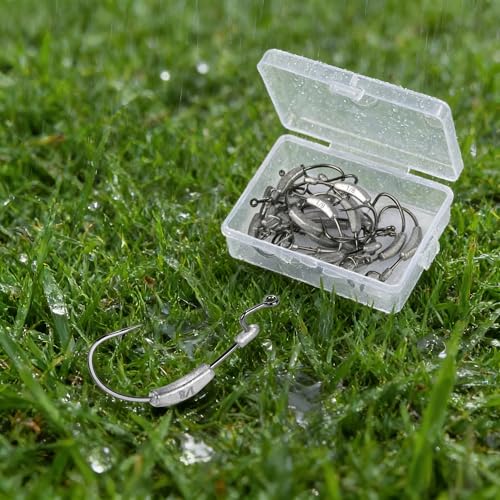 15 Pcs Weighted EWG Worm Hook, Weedless Fishing Swimbait Hooks Bass Fishing Freshwater Saltwater Assorted 1/8oz 3/16 1/4oz - size: 1/8oz-20pcs