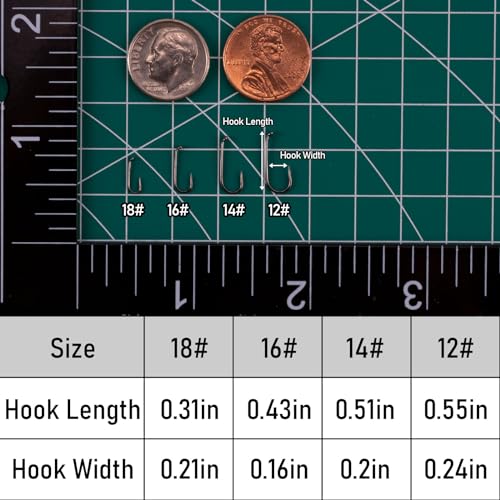 Dr.Fish 100 Pack Dry Fly Hooks Black Nickel High Carbon Steel Fly Tying Material Accessories Trout Salmon Fishing Hooks Freshwater Saltwater Fishing Barbed-Gold - color: Barbless Dry Fly Hooks, size: #12