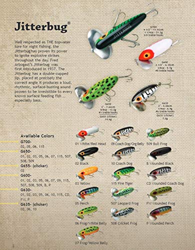 Arbogast Jitterbug Topwater Bass Fishing Lure - Excellent for Night Fishing - color: Coach Dog Orange Belly, size: 2 1/2" 3/8 oz